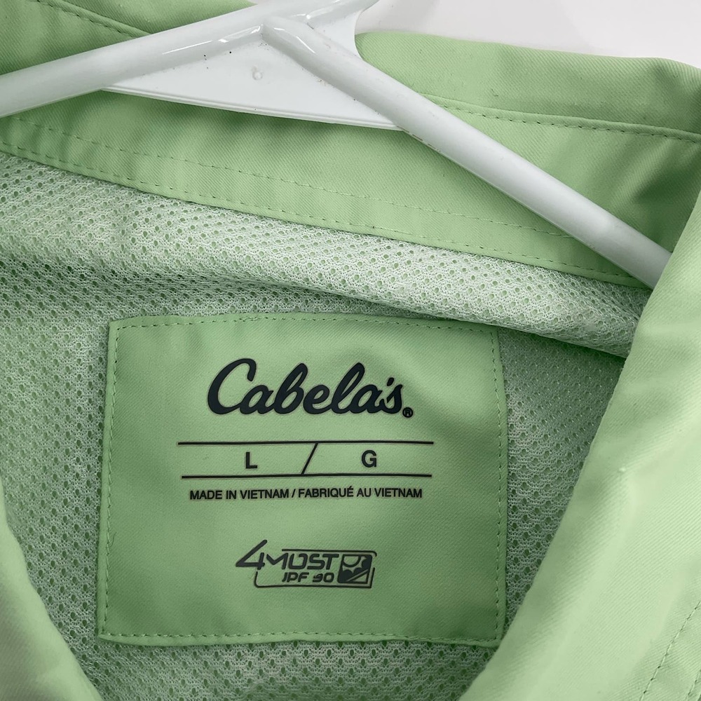 Cabelas Mens Fishing Shirt Large Green Long Sleeve UPF 30 Ventilated Button Down - Picture 7 of 10